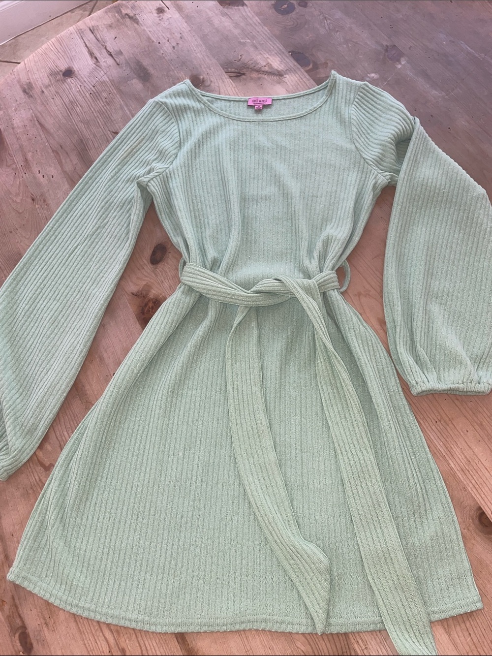 Miami Light Grass Green Ribbed Knit Mini Dress Soft Girl Coquette Casual